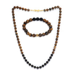 Eykaa Illuminate Protection: Tiger Eye & Black Obsidian Unisex Bracelet