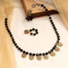 EYKAA SMOKY QUARTZ NECKLACE WITH EARRINGS