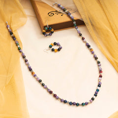 Eykaa  LAPIDOLITE AND RAINBOW TIGER EYE NECKLACE WITH EARRINGS