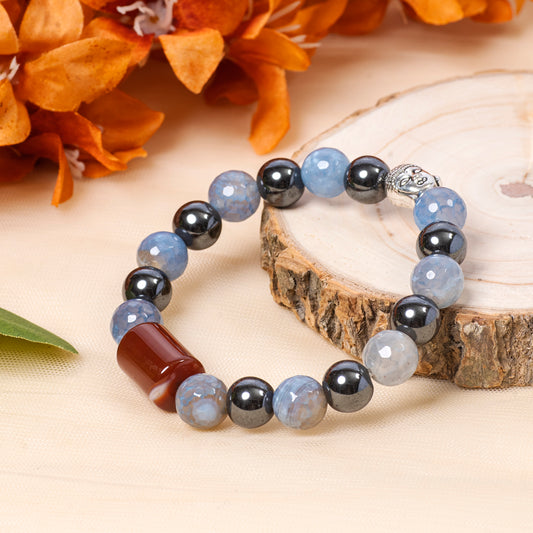 HEMATITE, AND AGATE, JADE BRACELET