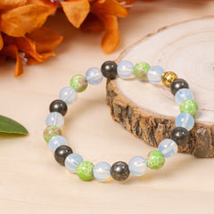 EYKAA HEMATITE AND WHITE HOWLITE BRACELET