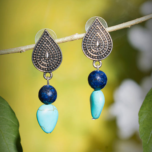 EYKAA AGATE AND FIROZA EARRINGS