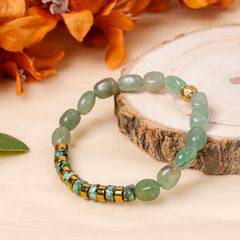 EYKAA GREEN AVENTURINE, FLUORITE AND GOLDEN HEMATITE BRACELET