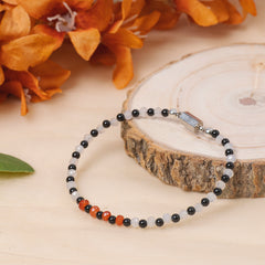 EYKAA BLACK ONYX, WHITE AND RED JADE BARCELET