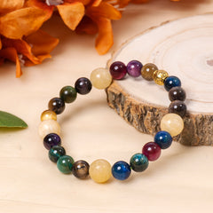 EYKAA YELLOW CALCITE AND MULTI-COLOUR TIGER EYE BRACELET