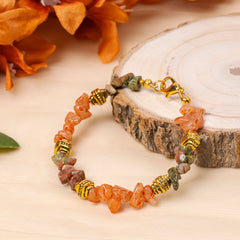 EYKAA UNAKITE AND ORANGE AVENTURINE BRACELET