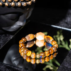 EYKAA TIGER EYE, HEMATITE AND CARNELIAN BRACELET