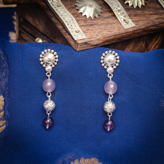 PURPLE FACETED JADE EARRINGS