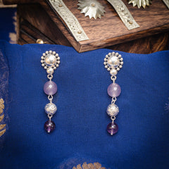 PURPLE FACETED JADE NECKLACE WITH EARRINGS