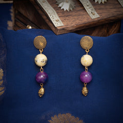 EYKAA SERPENTINE AND PURPLE JADE NECKLACE WITH EARRINGS