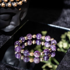 EYKAA AMETHYST AND GOLDEN HEMATITE BRACELET