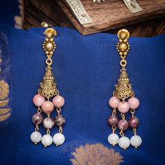 EYKAA MORGONITE, PINK TOURMALINE AND PINK RHODONITE EARRINGS