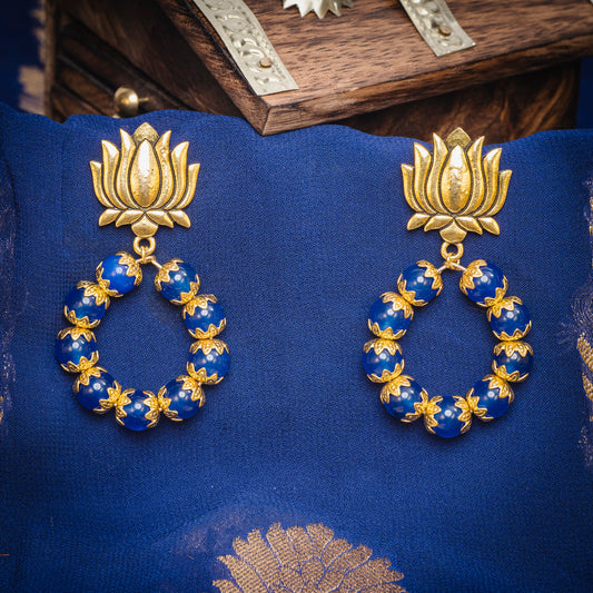 Eykaa GOLDEN LAVA, BLUE ONYX EARRINGS