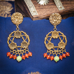 EYKAA ORANGE JADE AND IMPERIAL JASPER EARRINGS