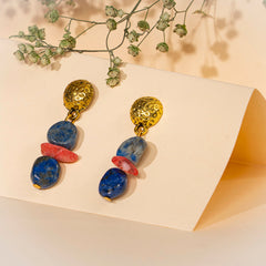 EYKAA LAPIS LAZULI AND CORAL NECKLACE WITH EARRINGS