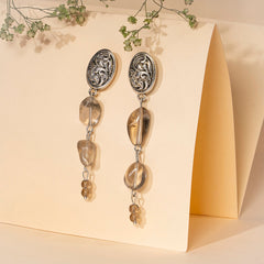 EYKAA SMOKEY QUARTZ TUMBLE LAYERED EARRINGS