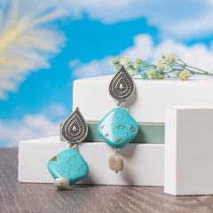 Eykaa Radiant Charm: Amazonite, Tumble Stones, & Firoza Necklace With Earrings Set