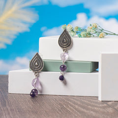 EYKAA AMETHYST AND JADE EARRINGS