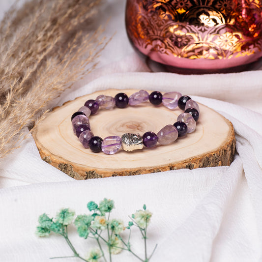 EYKAA AMETHYST AND TUMBLE BEADS BRACELET