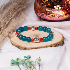 EYKAA BLUE AND ORANGE FACETED JADE BRACELET