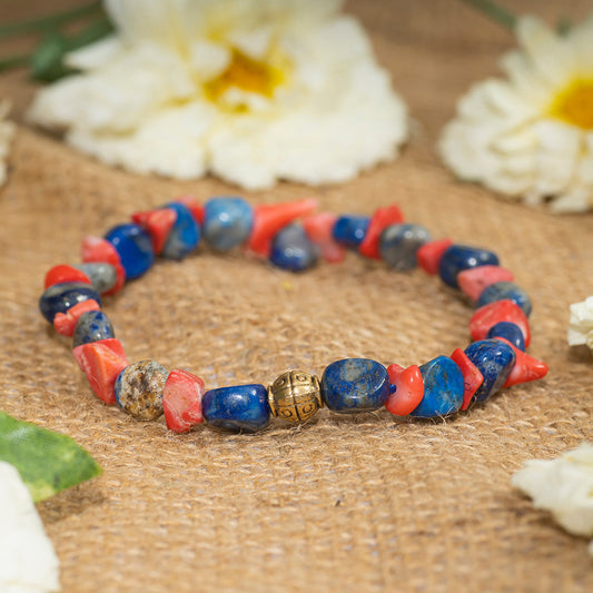 EYKAA LAPIS LAZULI AND CORAL BRACELET