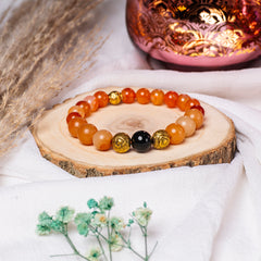 Eykaa CARNELIAN ORANGE AVENTURINE, AND BLACK TOURMALINE WITH GOLDEN BEADS.