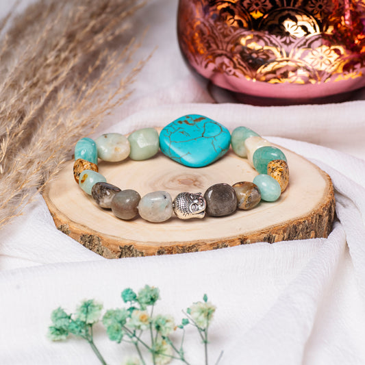 Eykaa Radiant Charm: Amazonite, Tumble Stones, & Firoza Bracelet
