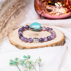 EYKAA LEPIDOLITE AND FIROZA BRACELET