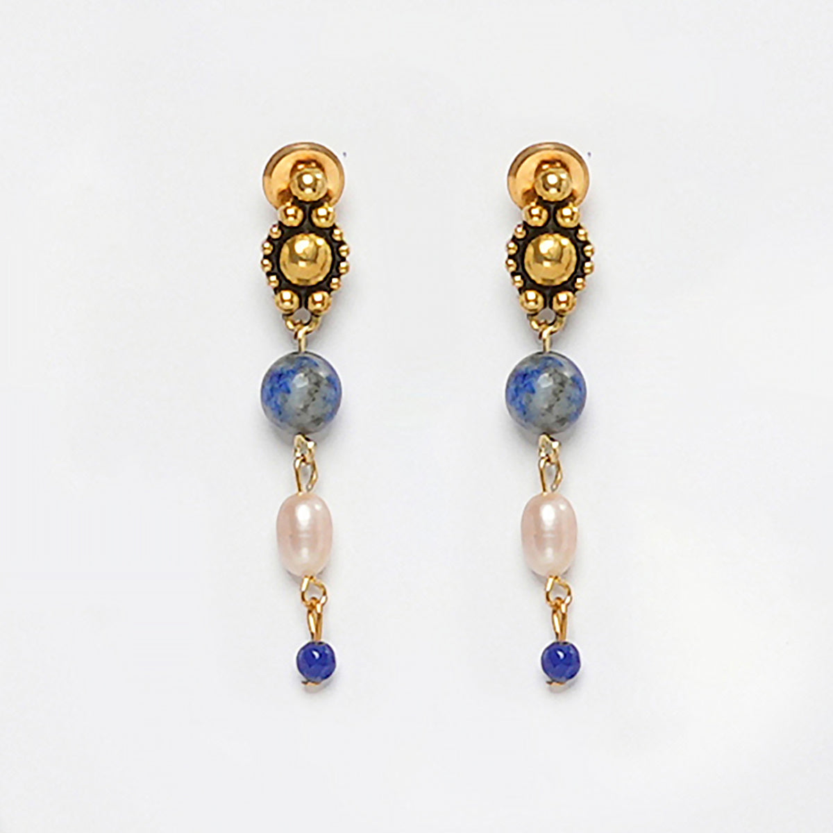 Eykaa Elegance Grace: Eykaa Lapis Lazuli & Pearl Earrings