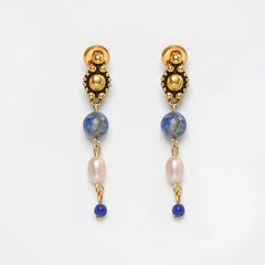 Eykaa Elegance Grace: Eykaa Lapis Lazuli & Pearl Earrings