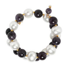 EYKAA HEMATITE AND FRESHWATER PEARL BRACELET