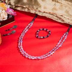 EYKAA AMETHYST AND TUMBLE NECKLACE WITH EARRINGS