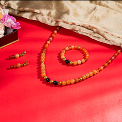 Eykaa AGATE WITH GOLDEN PENDANT AND TIGER EYE NECKLACE WITH EARRINGS