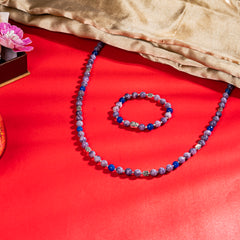 EYKAA LEPIDOLITE, BLUE JADE NECKLACE AND BRACELET