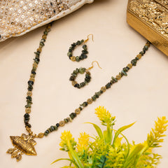 Eykaa Glorious Spirit: Uncut Nephrite Jade Necklace With Earrings