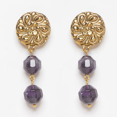 AMETHYST WITH GOLDEN PENDANT EARRIBGS