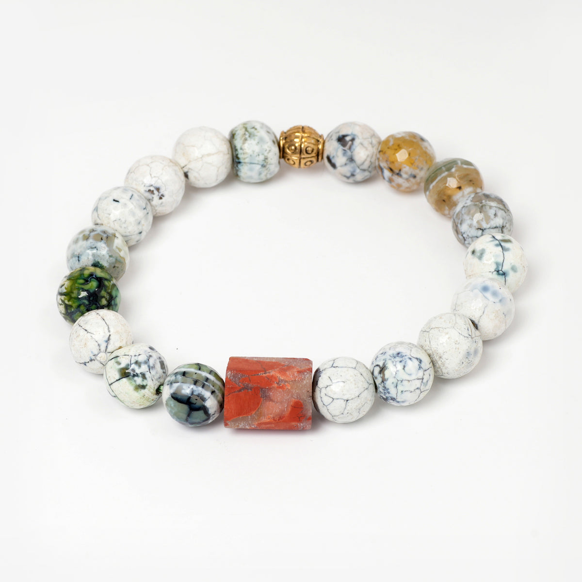 AGATE, RED JESPER WITH GOLDEN PENDANT TIGER EYE BRACELET