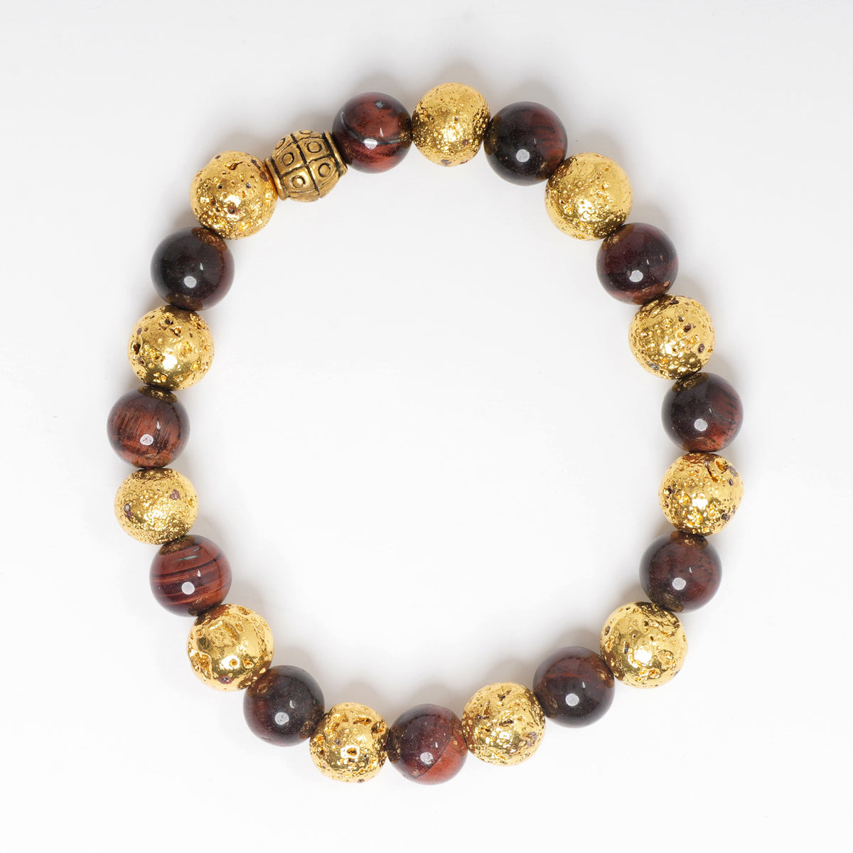 RED TIGER EYE AND GOLDEN LAVA AND TIGER EYE BRACELET