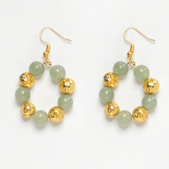 EYKAA GREEN AVENTURINE AND GOLDEN LAVA EARRINGS