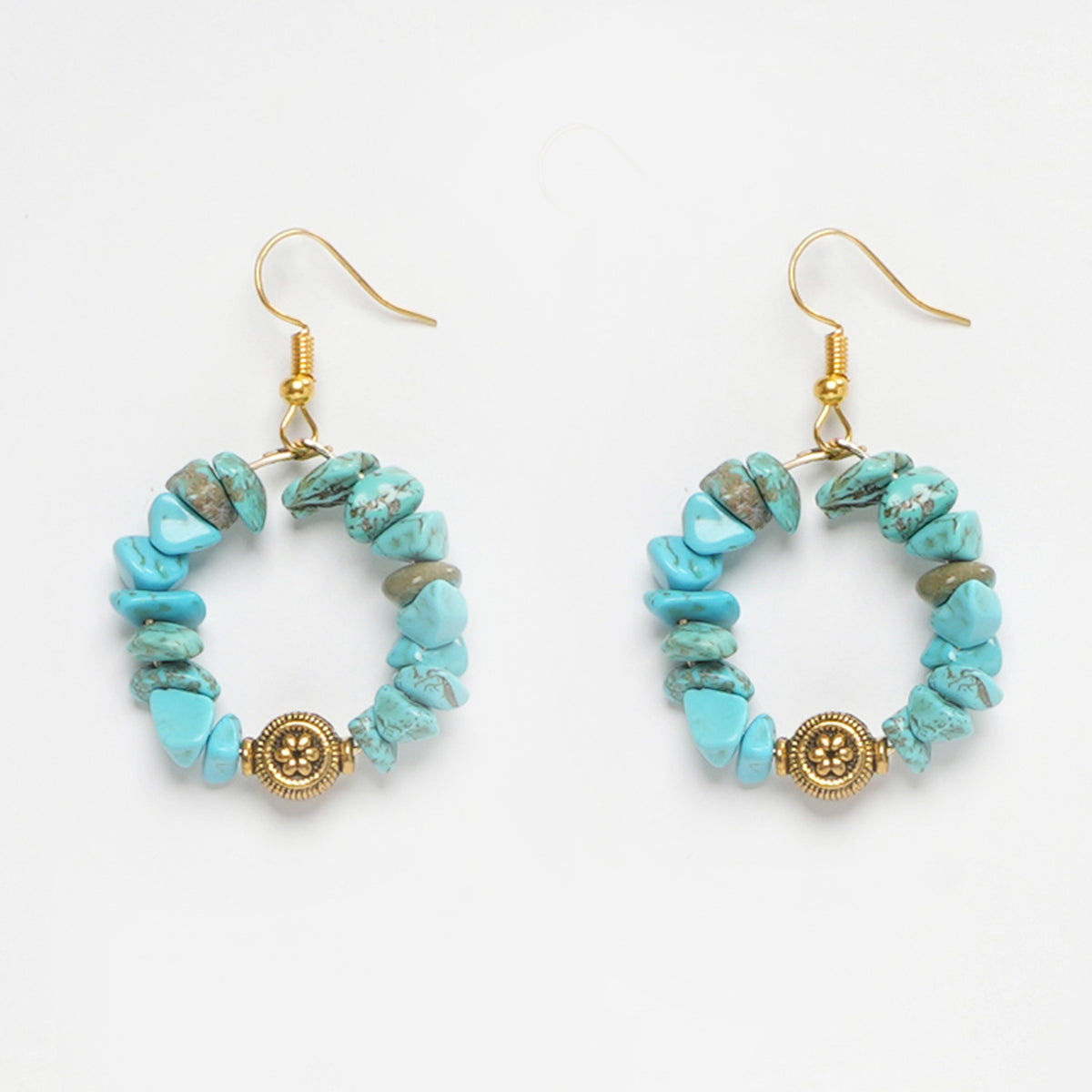 Eykaa Glorious Waves: Uncut Firoza & Golden Pendant Earrings