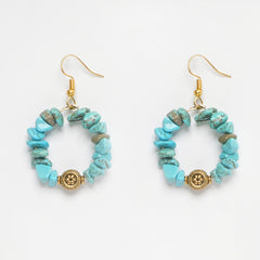 Eykaa Glorious Waves: Uncut Firoza & Golden Pendant Earrings