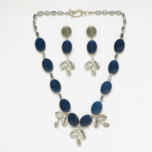 EYKAA BLUE AGATE NECKLACE WITH  EARRINGS