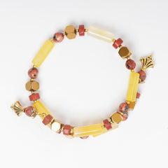 EYKAA RED JASPER, GOLDEN HEMATITE AND YELLOW AGATE FREE SIZE BRACELET