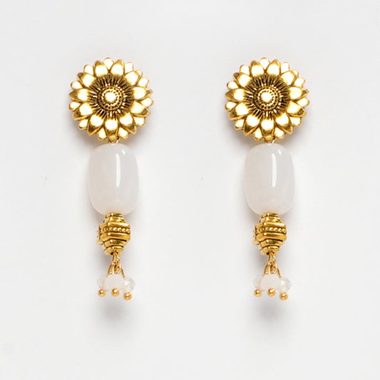 EYKAA OPALITE STONE GOLDEN CHARMS EARRINGS