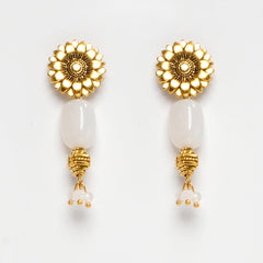 EYKAA OPALITE STONE GOLDEN CHARMS EARRINGS