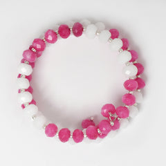 EYKAA PINK AND WHITE JADE FREE SIZE BRACELET