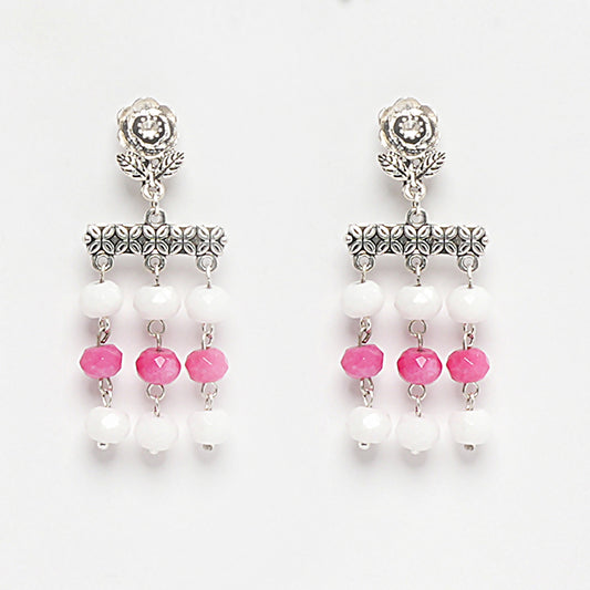 EYKAA PINK AND WHITE JADE EARRINGS