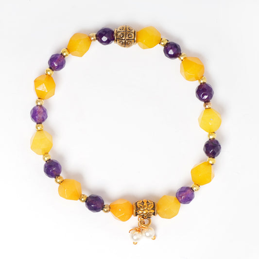 EYKAA AGATE AND SHELL PEARL BRACELET