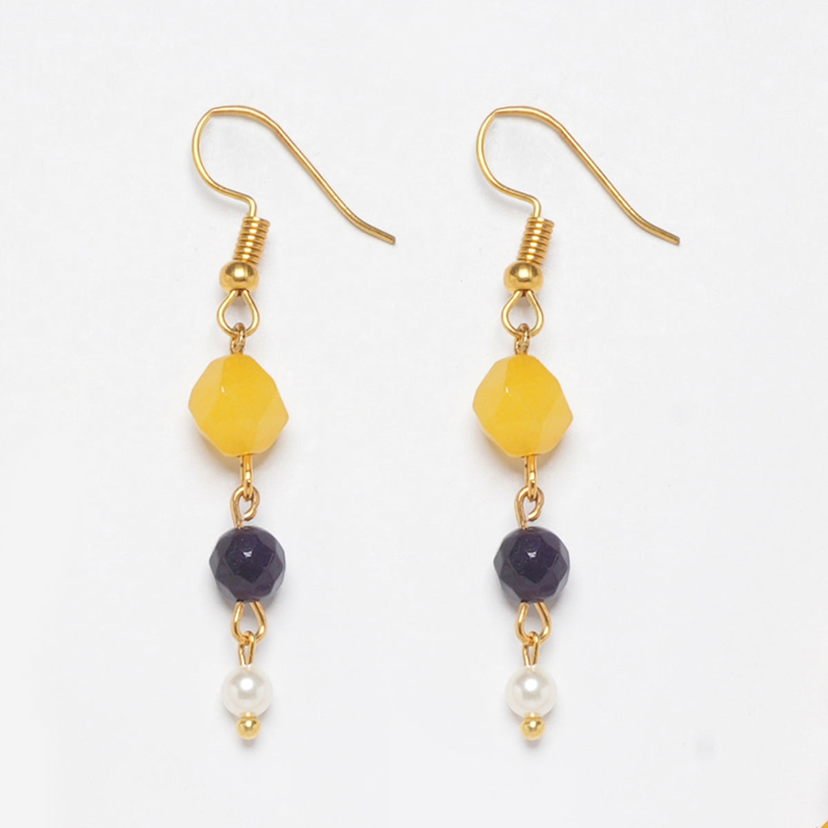 EYKAA AGATE AND SHELL PEARL EARRINGS