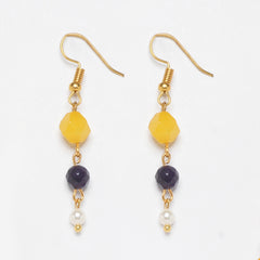 EYKAA AGATE AND SHELL PEARL EARRINGS